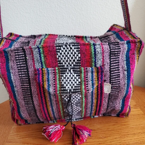 Handcrafted Colorful Striped Boho Women's Shoulder Bag - Picture 4 of 15